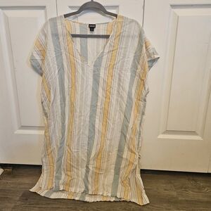 Patagonia Striped V-Neck Tank Top in Light Blue, Yellow & White